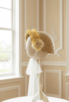 Sonata EASTER Made to Order - Girls Easter Print Cream, Pink & Yellow Puffball Dress