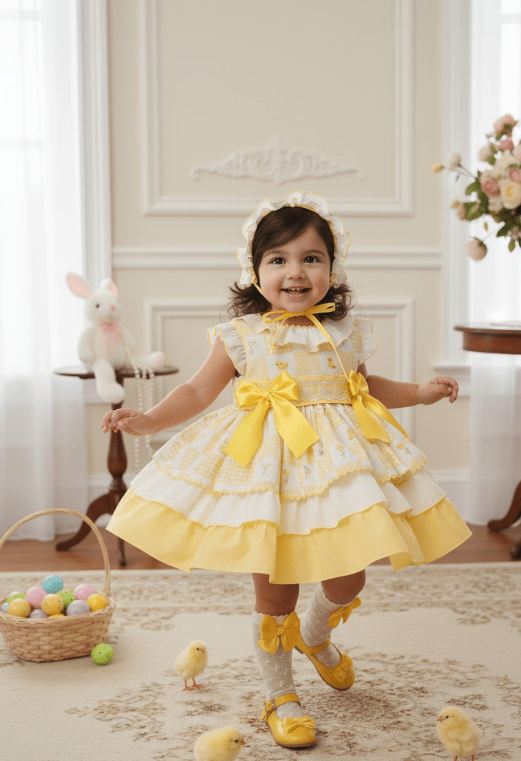 Sonata EASTER Made to Order - Girls Yellow Chick Puffball Dress
