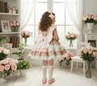 Sonata girls bunny print puffball dress with layered tulle skirt from the SS26 collection, made to order in Spain.