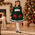 Sonata Girls Green Velvet Smocked Christmas Dress Age 10 | Clearance Sale