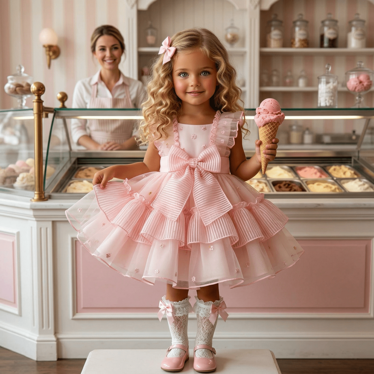 Sonata Girls Pink Gelato Puffball Dress | Made to Order SS26