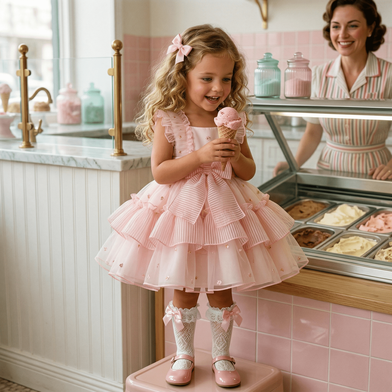 Sonata Girls Pink Gelato Puffball Dress | Made to Order SS26