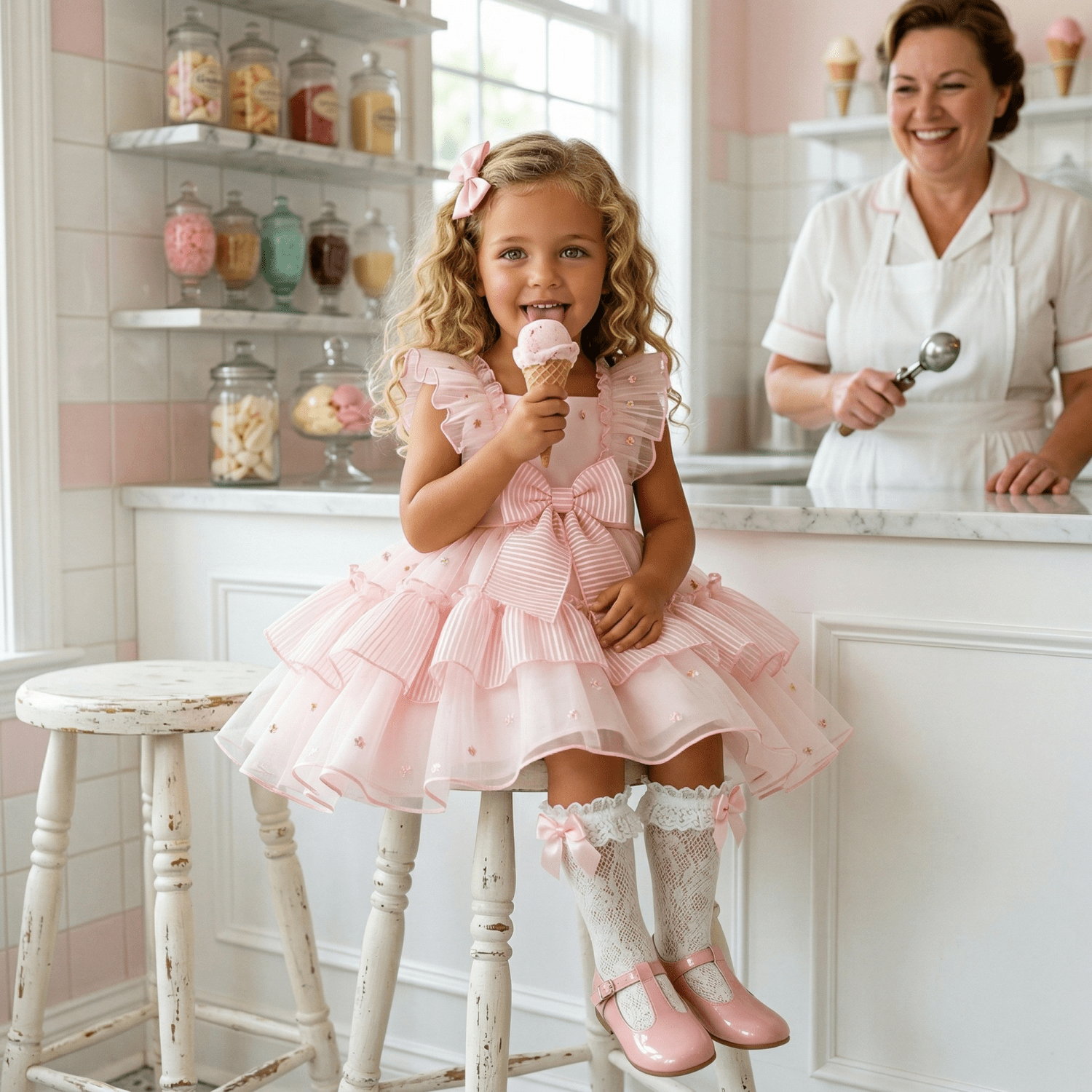 Sonata Girls Pink Gelato Puffball Dress | Made to Order SS26