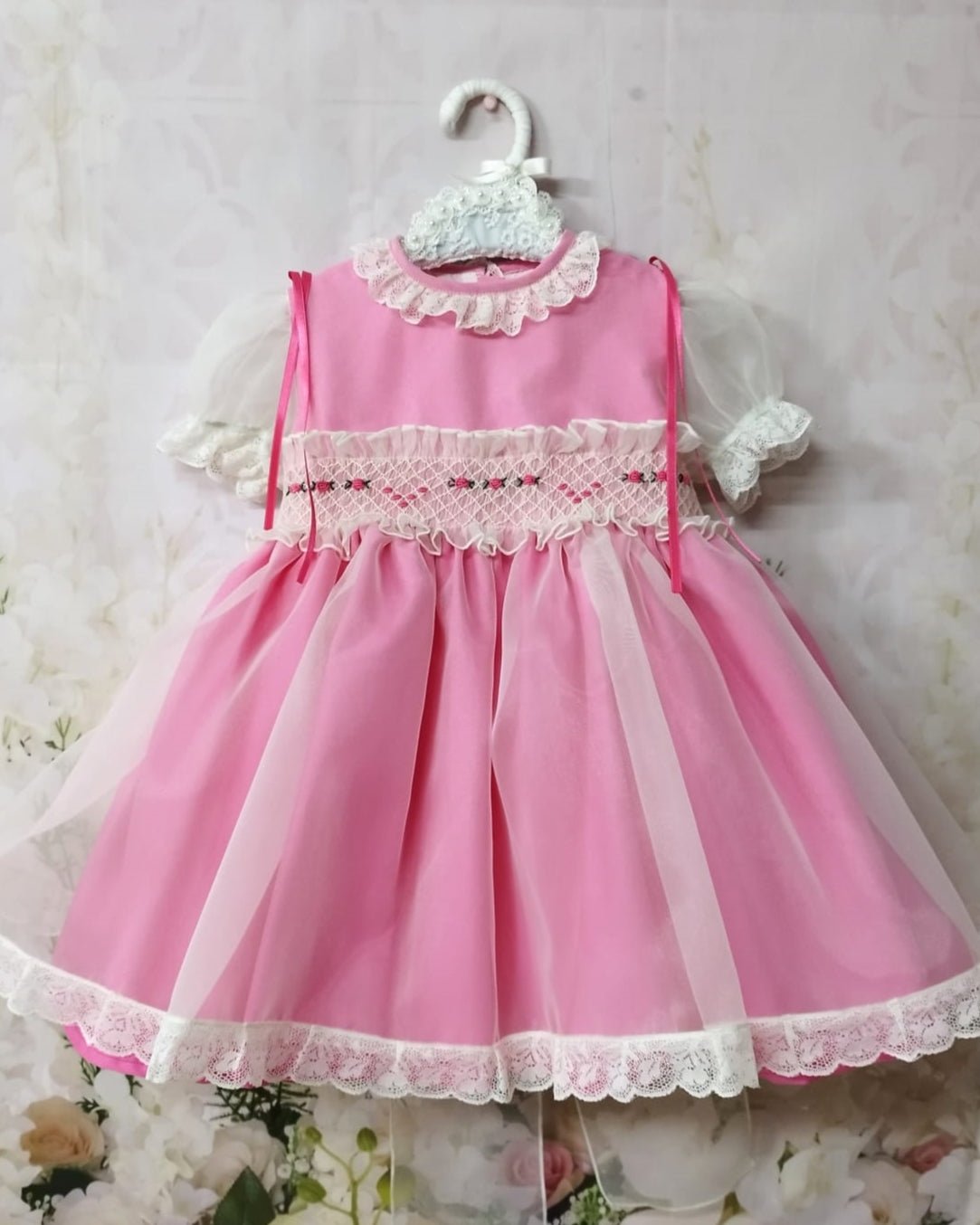 Sonata - Girls Smocked Dress Fuschia Pink - Mariposa Children's Boutique