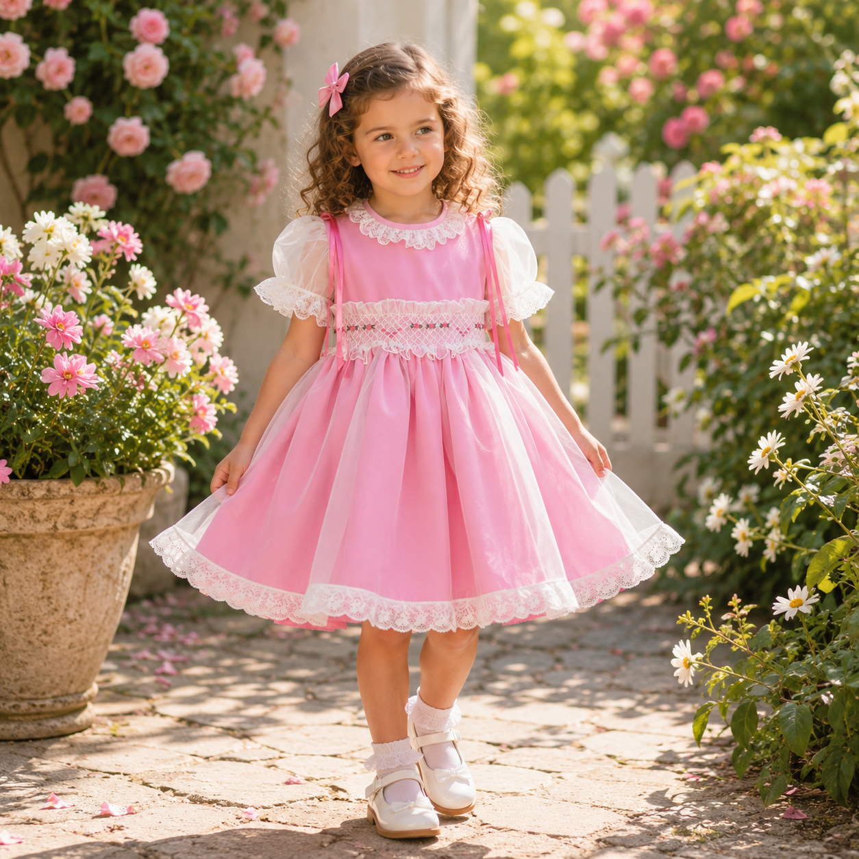 Sonata Girls Smocked Dress Fuschia Pink 9yr | Clearance Sale