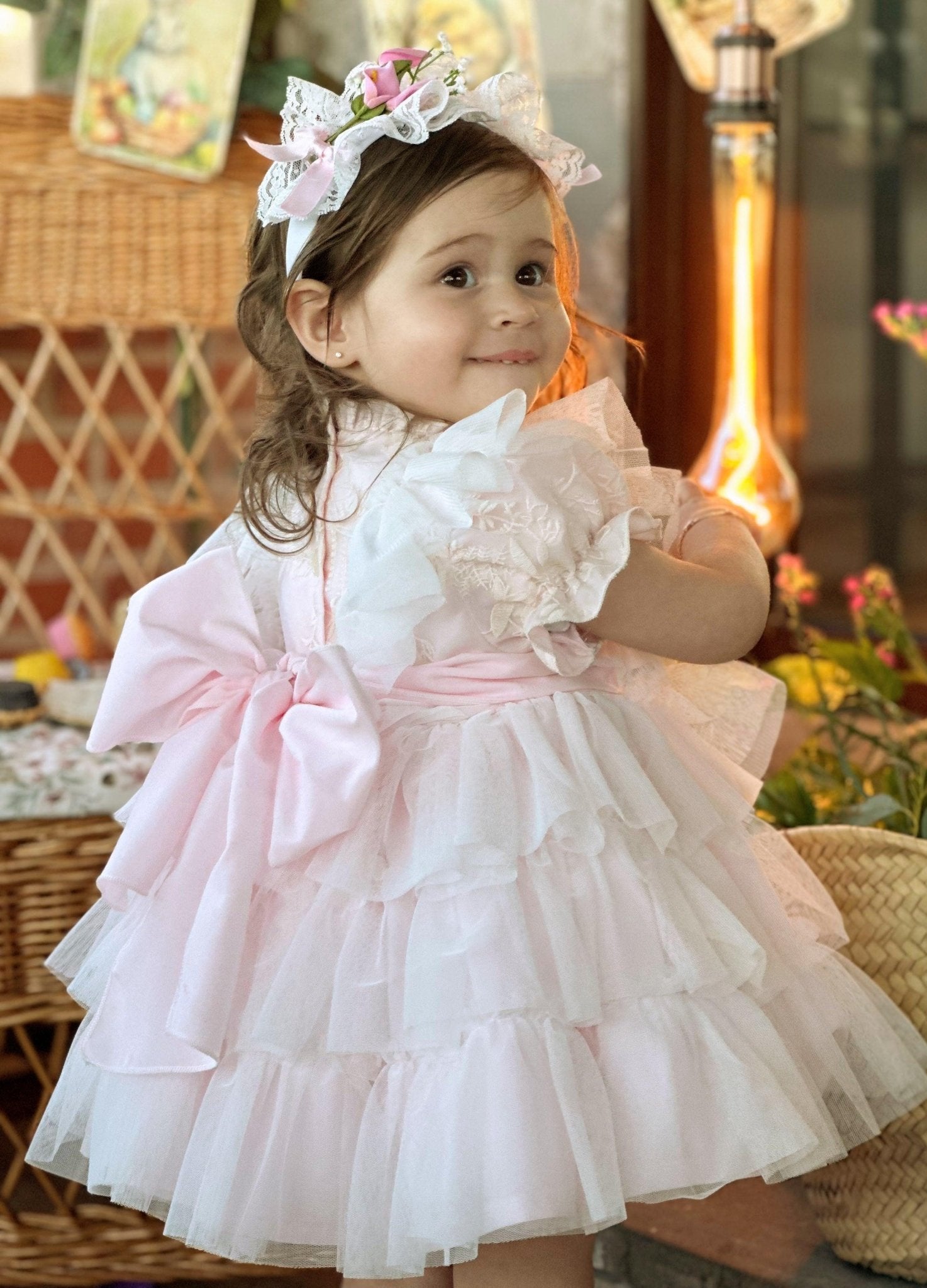 Sonata SS25 PRE - ORDER - Girls Soft Pink Layered Puffball Dress VE25 - 01 - Mariposa Children's Boutique