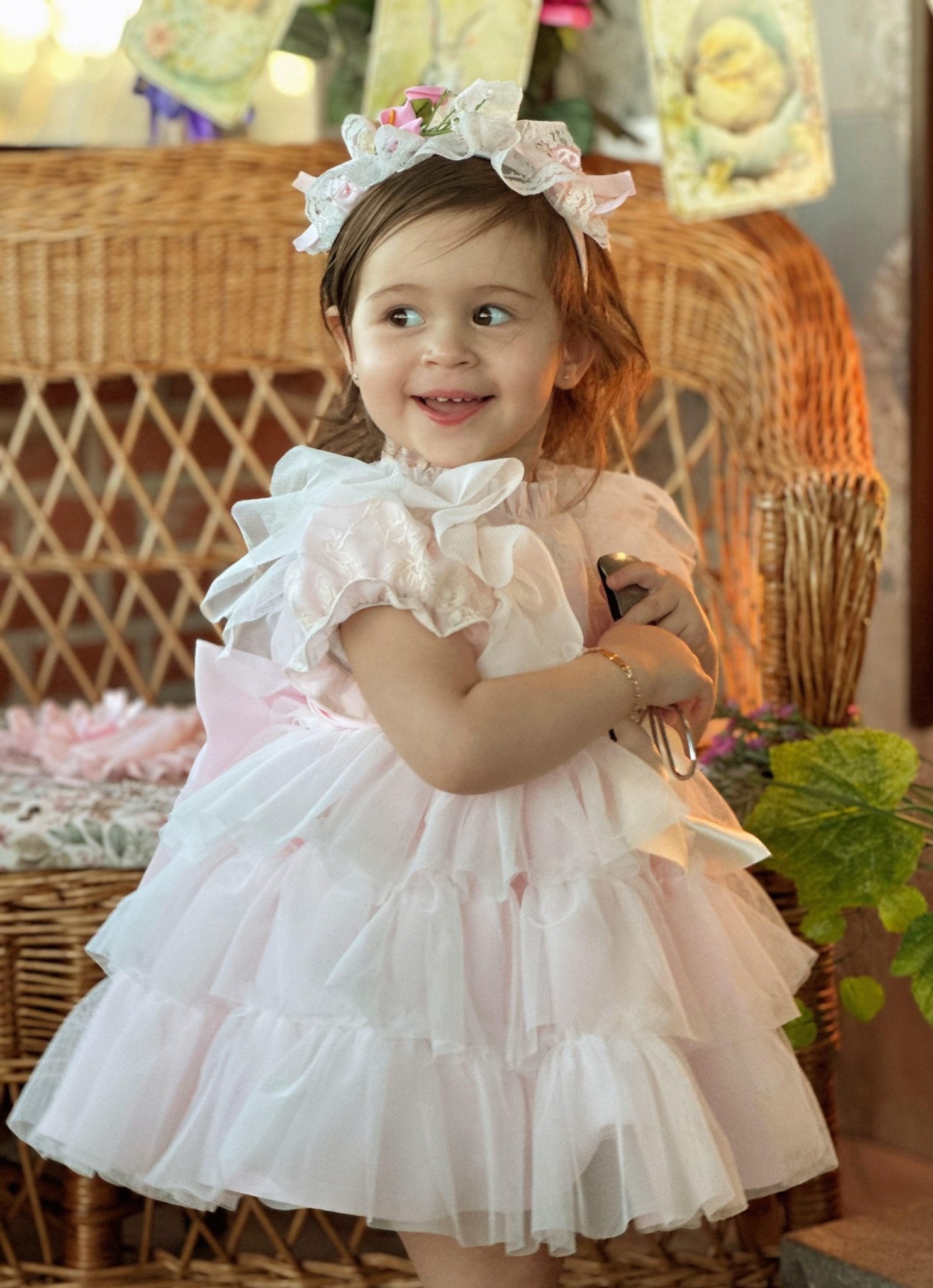 Sonata SS25 PRE - ORDER - Girls Soft Pink Layered Puffball Dress VE25 - 01 - Mariposa Children's Boutique