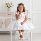 Girls White & Pink Smocked Sonata dress for SS26