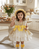 Sonata SS26 Made to Order - Girls Cream and Yellow Floral Print Puffball Dress