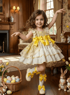 Sonata SS26 Made to Order - Girls Cream and Yellow Floral Print Puffball Dress