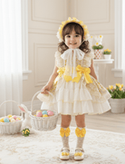Sonata SS26 Made to Order - Girls Cream and Yellow Floral Print Puffball Dress