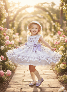 Sonata SS26 Made to Order - Girls Lavender Floral Print Puffball Dress