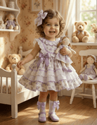 Sonata SS26 Made to Order - Girls Lavender Floral Print Puffball Dress