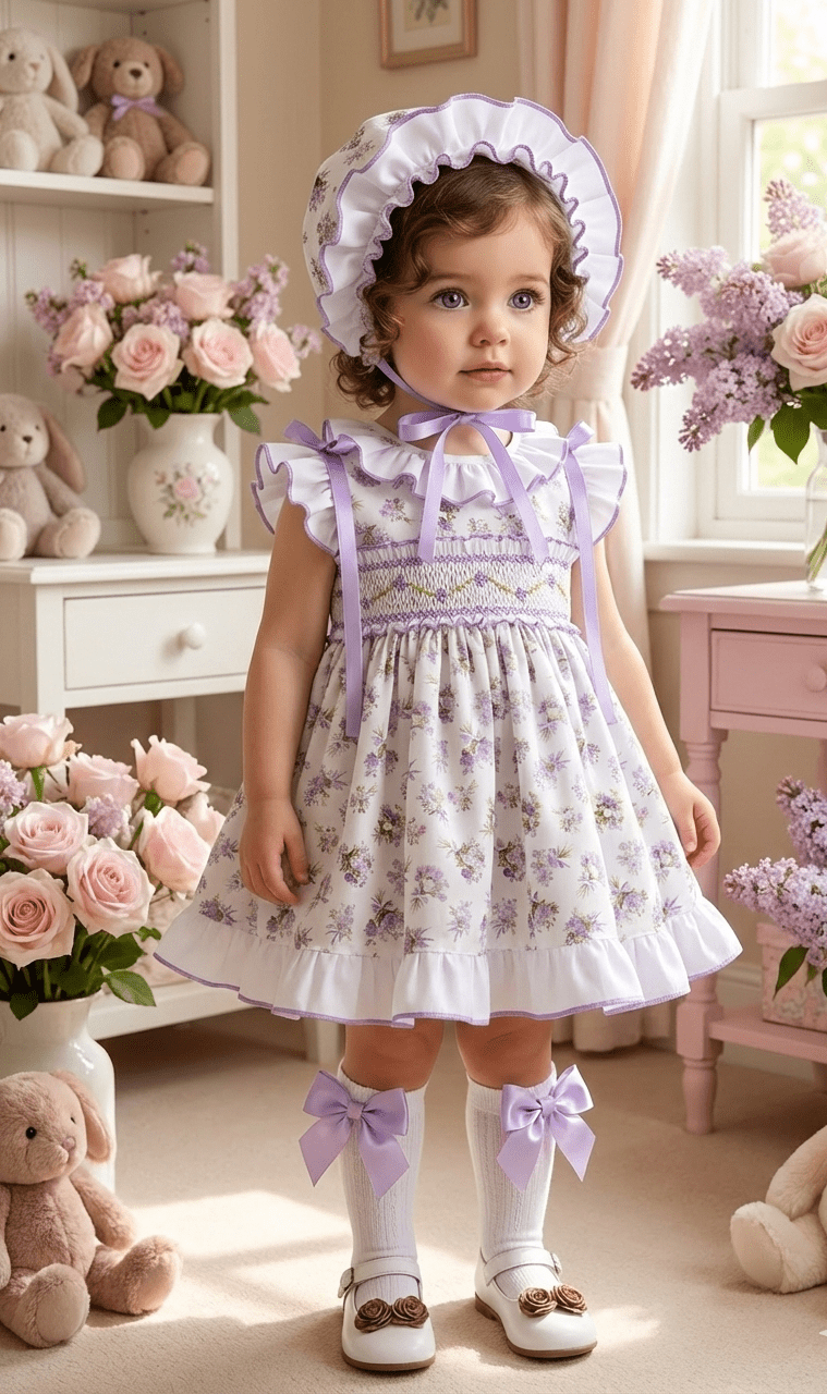 Sonata SS26 Made to Order - Girls Lavender Smocked Floral Print Dress