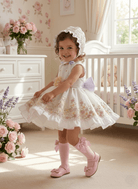 Sonata SS26 Made to Order - Girls White, Pink and Yellow Puffball Dress