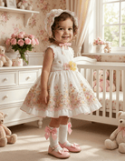 Sonata SS26 Made to Order - Girls White, Pink and Yellow Puffball Dress