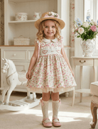 Shop the Sonata girls heart smocked floral dress from the SS26 collection. Traditional puffball style perfect for Easter and occasions.