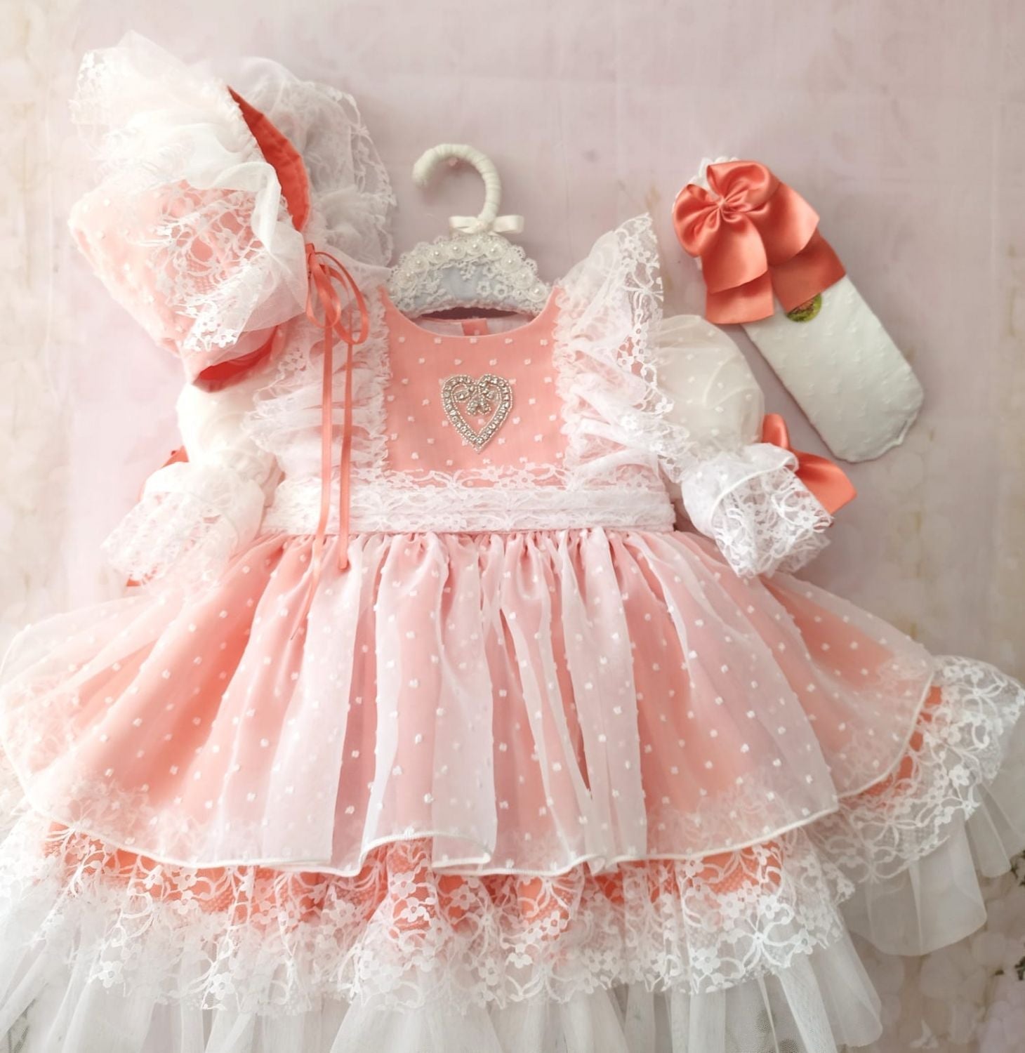Sonata SS26 PRE - ORDER - Girls Orquidia Coral Puffball Dress VE21 - 29
