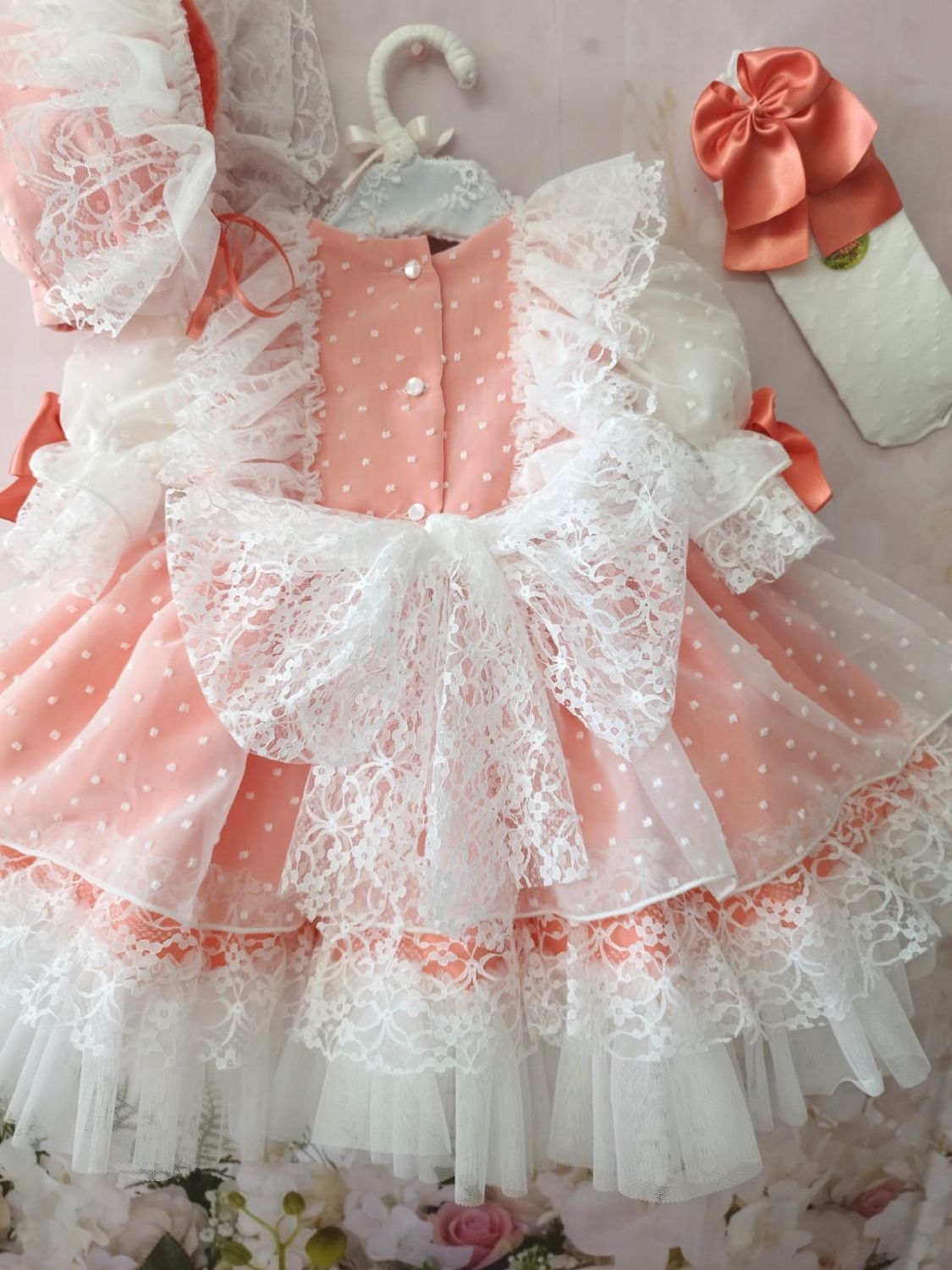 Sonata SS26 PRE - ORDER - Girls Orquidia Coral Puffball Dress VE21 - 29
