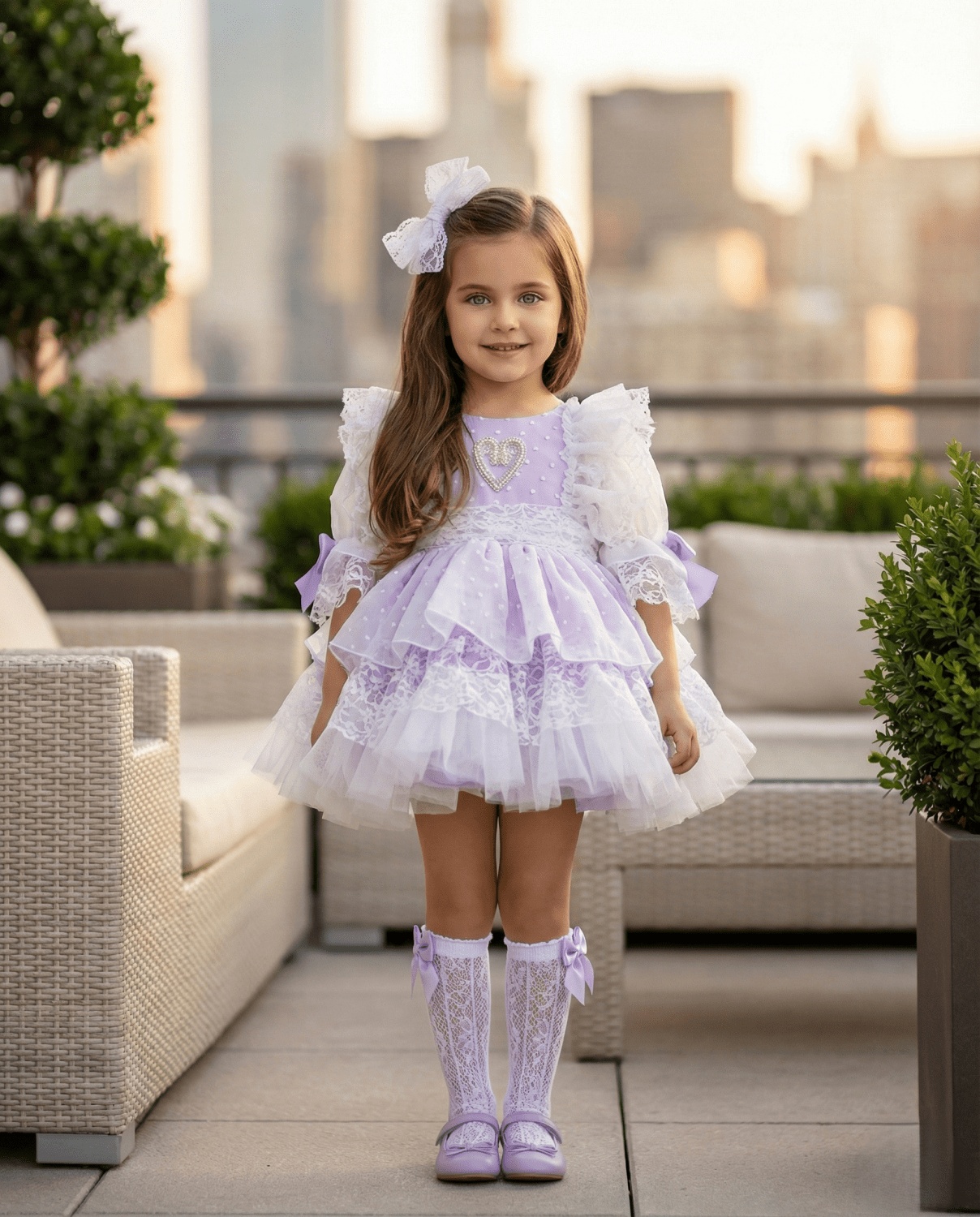 Sonata SS26 PRE - ORDER - Girls Orquidia Lilac Puffball Dress VE21 - 29