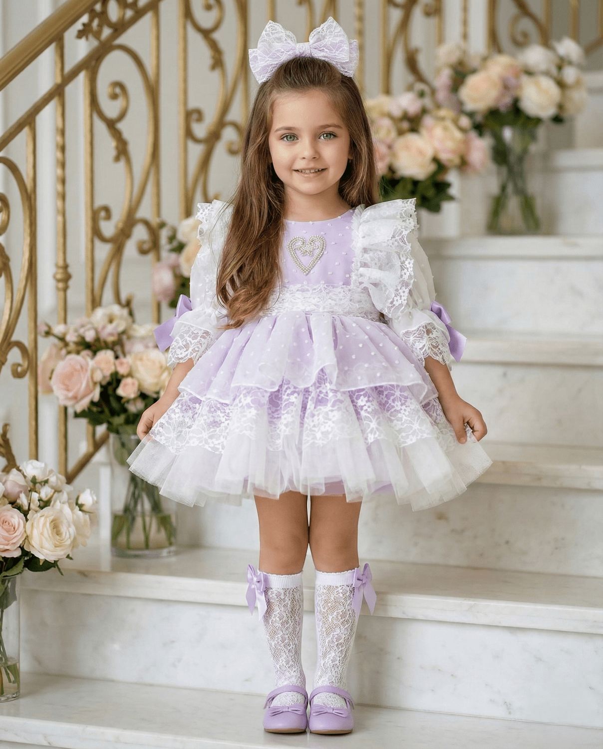 Sonata SS26 PRE - ORDER - Girls Orquidia Lilac Puffball Dress VE21 - 29