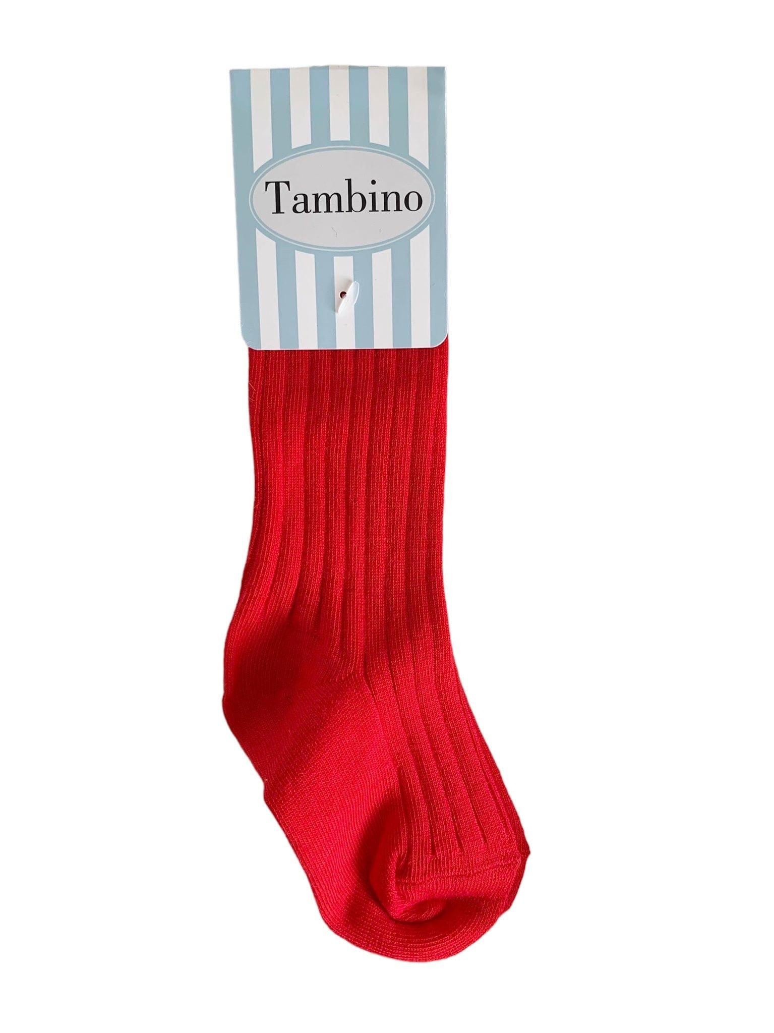 Tambino Socks - Boys Red Ribbed Knee High Socks - Mariposa Children's Boutique
