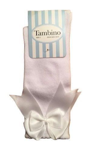 Tambino Socks - Girl's White Knee High Bow Socks - Mariposa Children's Boutique