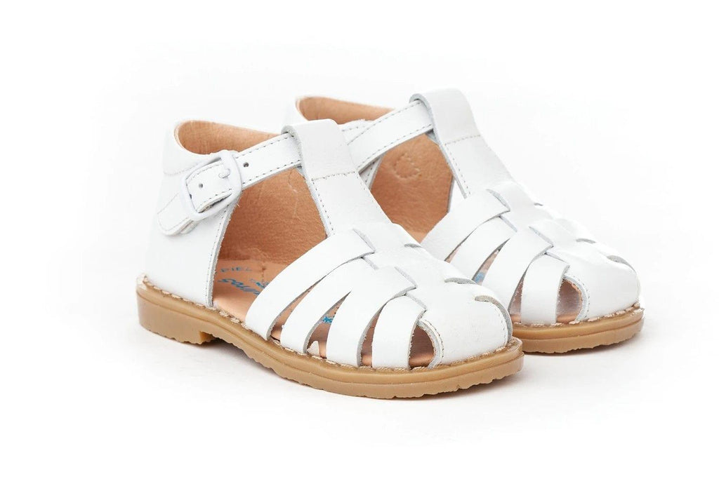 Angelitos - Baby Boys White Leather Sandals PRE-ORDER - Mariposa Children's Boutique