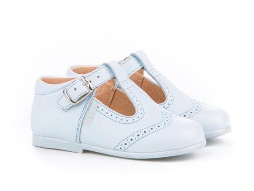 Boys Leather Baby Blue T-Bar Shoes