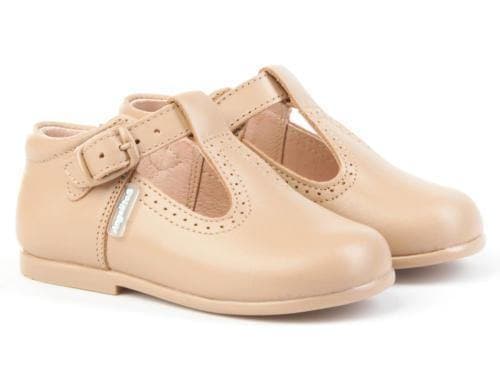 Boys Camel Leather T-Bar Shoes
