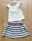 Basmarti SS21 - Girls Stripe Skirt with Matching Blouse Set - Mariposa Children's Boutique