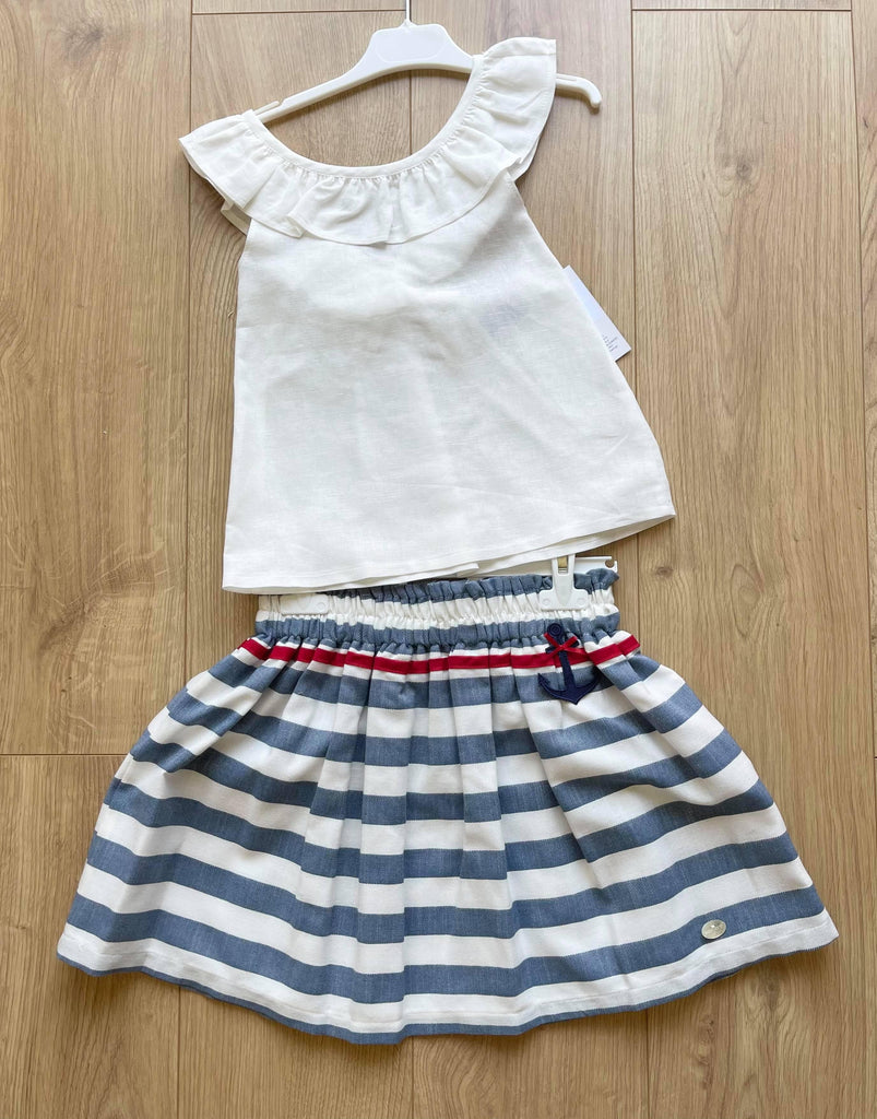 Basmarti SS21 - Girls Stripe Skirt with Matching Blouse Set - Mariposa Children's Boutique