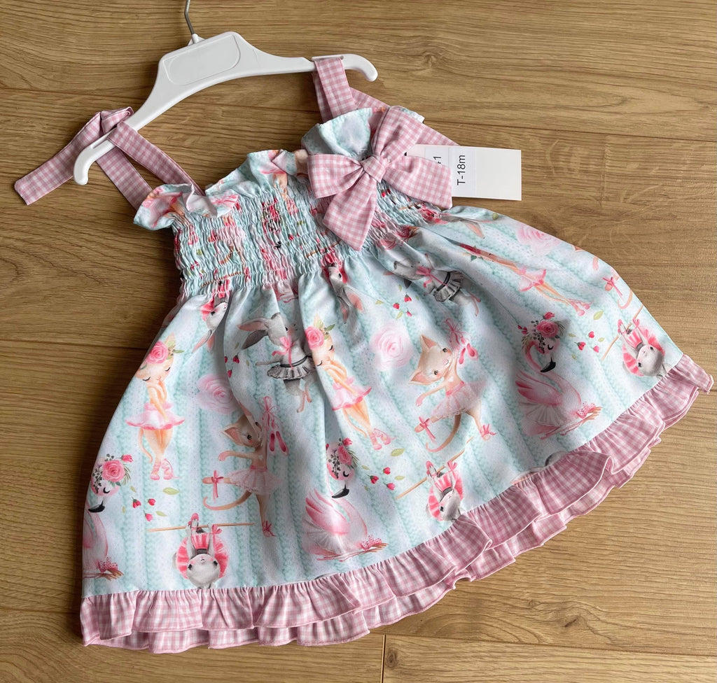 Cuka Baby Girls Dress Cuka SS21 - Arona Baby Girl Pink & Blue Animal Print Summer Dress