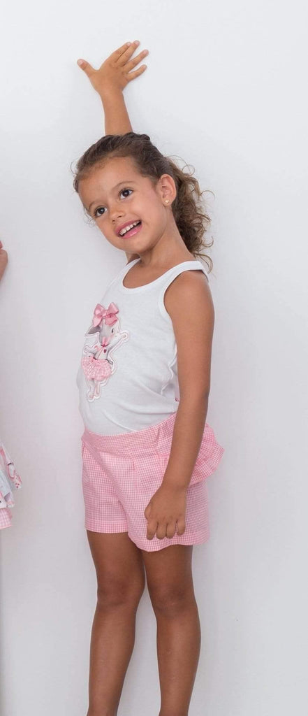 Cuka Baby Girls Dress Cuka SS21 - Baby Girls Pink & White Bunny Print Sleeveless Top with Jam Pants