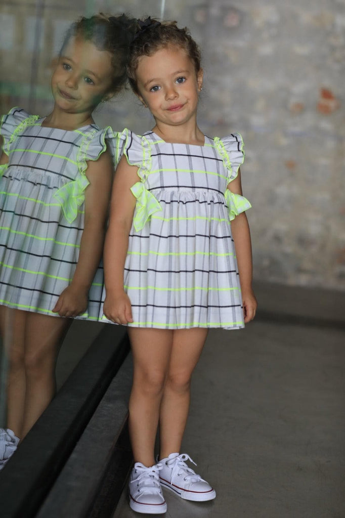 El Copo / La Peppa SS22 - Neón Check Summer Dress - Mariposa Children's Boutique