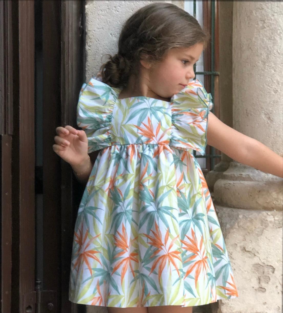 CLEARANCE DEAL - El Copo / La Peppa - Girls Tropical Print Girls Summer Dress - Mariposa Children's Boutique