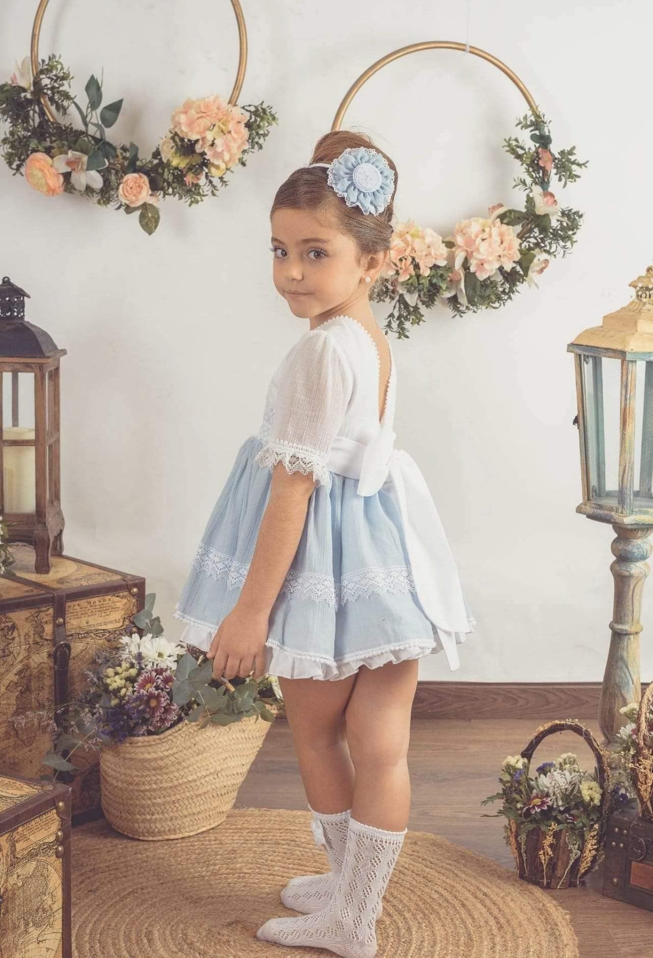 Lolattes Girls Dresses Lolattes SS21 PRE-ORDER - Emily 2 Dress & Headpiece in Pink or Baby Blue