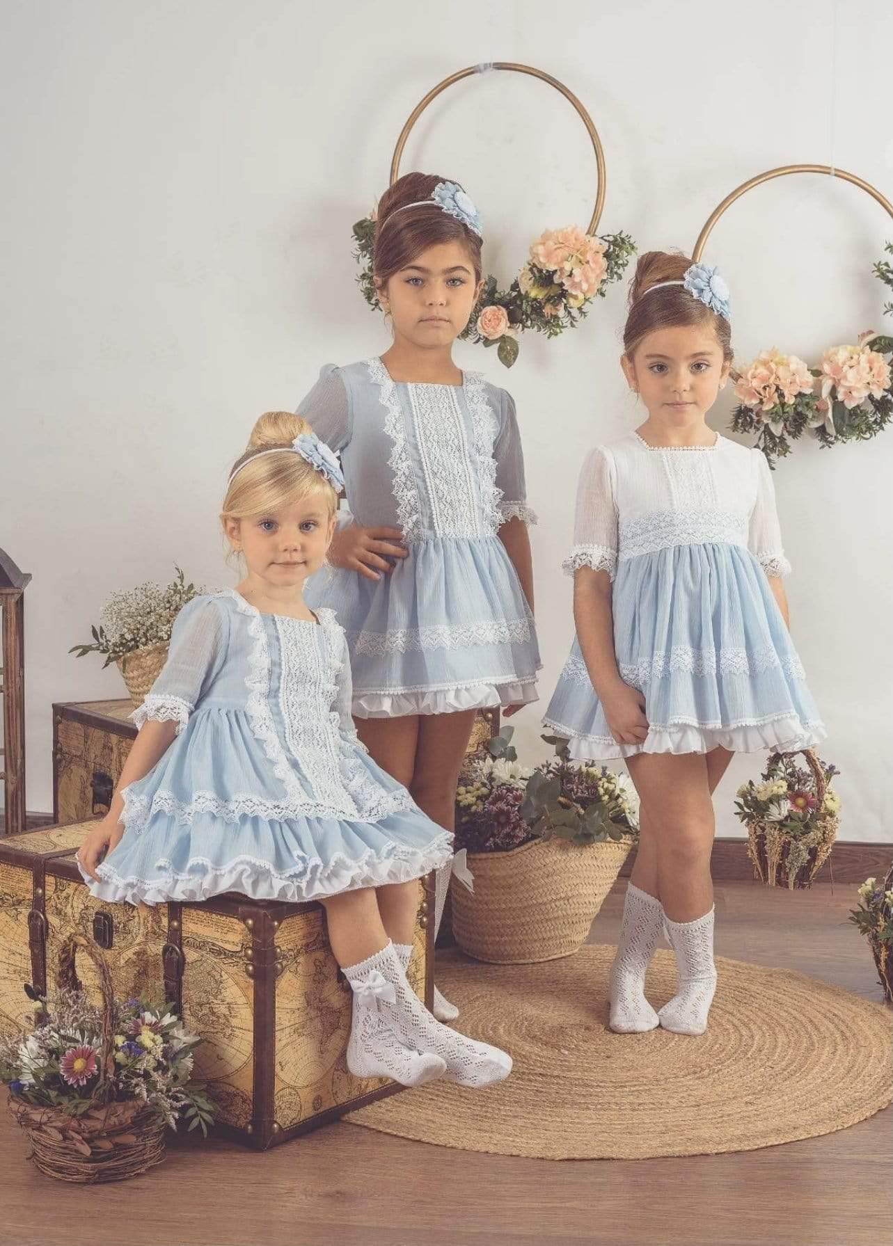 Lolattes Girls Dresses Lolattes SS21 PRE-ORDER - Emily 2 Dress & Headpiece in Pink or Baby Blue