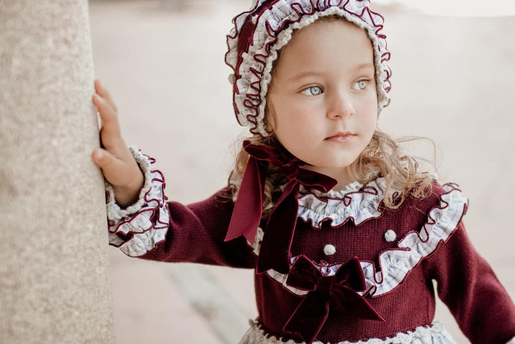 Luna AW21 PRE-ORDER - Burgundy Knitted Top Dress - Mariposa Children's Boutique