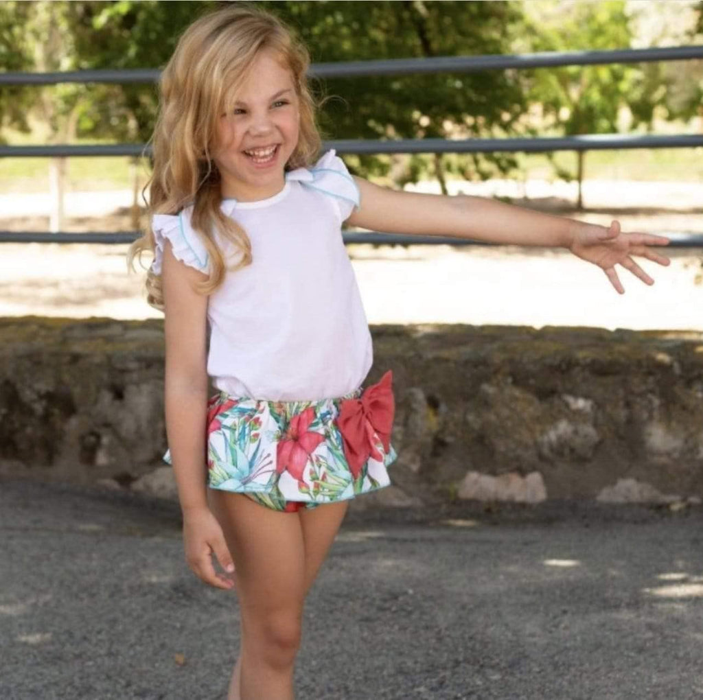 Mac Ilusion Baby Girls Dress Mac Ilusion - White Blouse & Turquoise Amazonia Jam Pants Set
