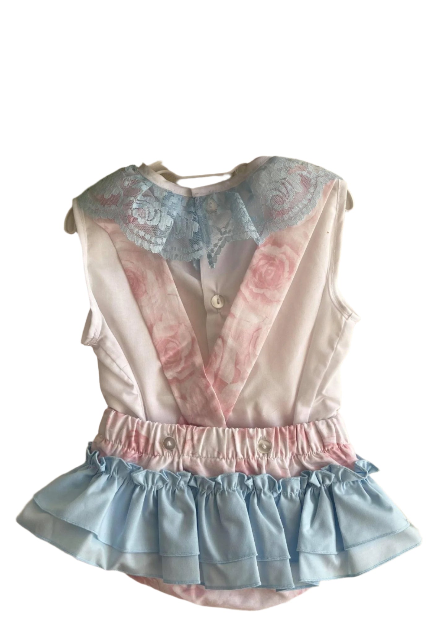 CLEARANCE DEAL - Maria Bardallo - Baby Girl's Bambu White, Pink & Blue Jam Pants Set 6m - Mariposa Children's Boutique