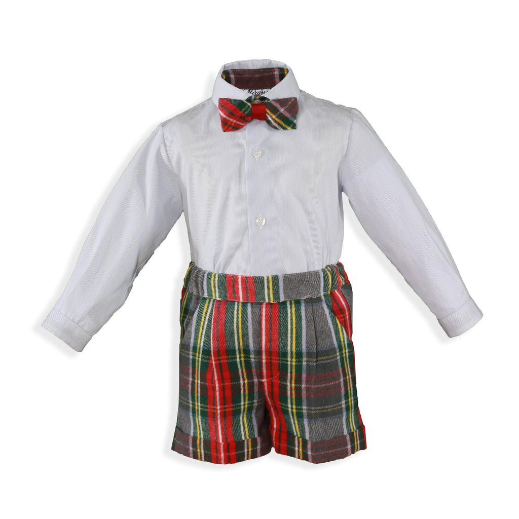 CLEARANCE DEAL - Miranda - Baby Boy's Red Tartan Print Shorts with Matching Shirt Age 6m - Mariposa Children's Boutique