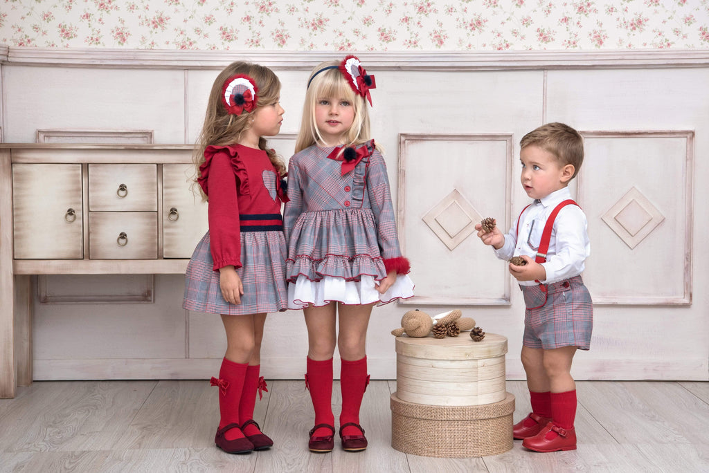 CLEARANCE DEAL - Miranda - Baby Boys Grey & Red Check Shorts & Shirt 6m - Mariposa Children's Boutique