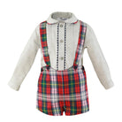 Miranda AW21 - Boys Tartan Short Dungaree & Shirt Set 152-23 - Mariposa Children's Boutique