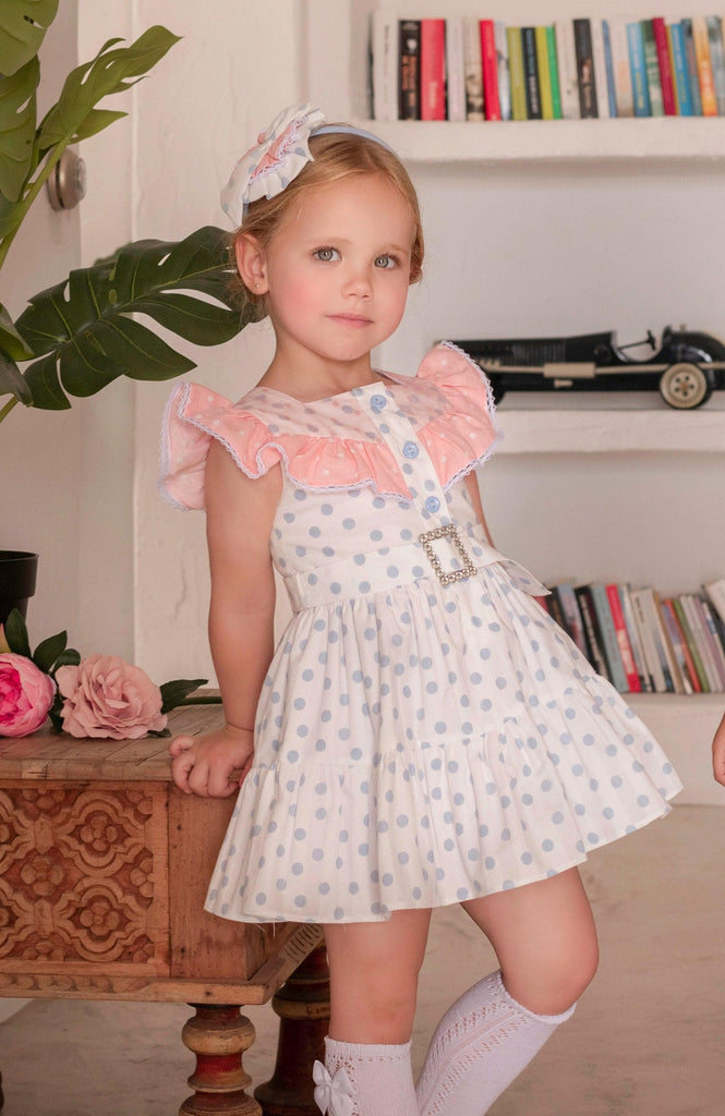 Miranda SS22 - Girls Polka Dot Dress 245V - Mariposa Children's Boutique