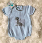 CLEARANCE DEAL - Pangasa Baby - Baby Boys Blue & Grey Sea Lion Knitted Romper Suit - Mariposa Children's Boutique