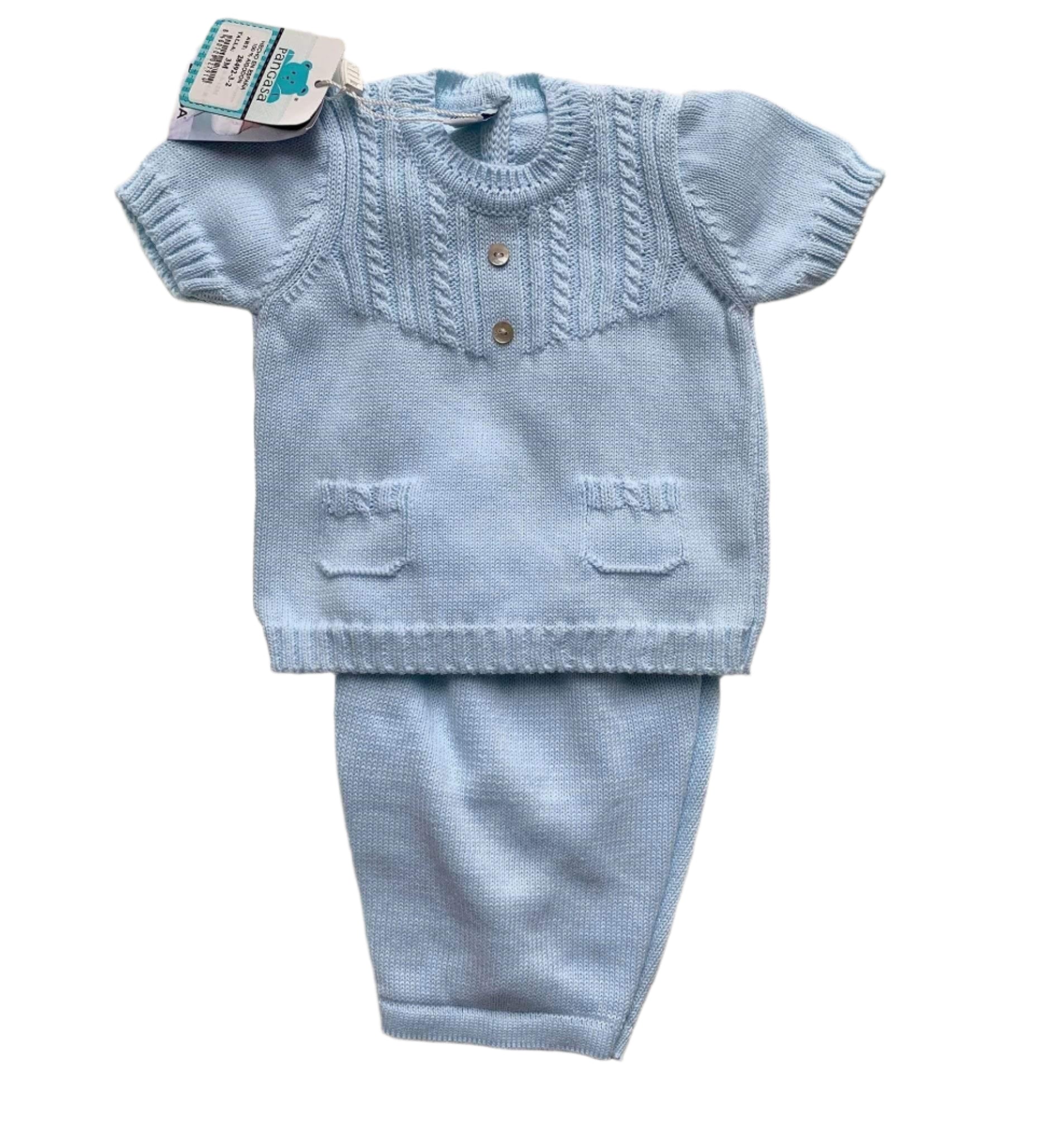Pangasa Baby Boys Blue Knitted 2pc Set Age months