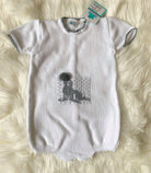 CLEARANCE DEAL - Pangasa Baby - Baby Boys White & Grey Knitted Romper Suit - Mariposa Children's Boutique