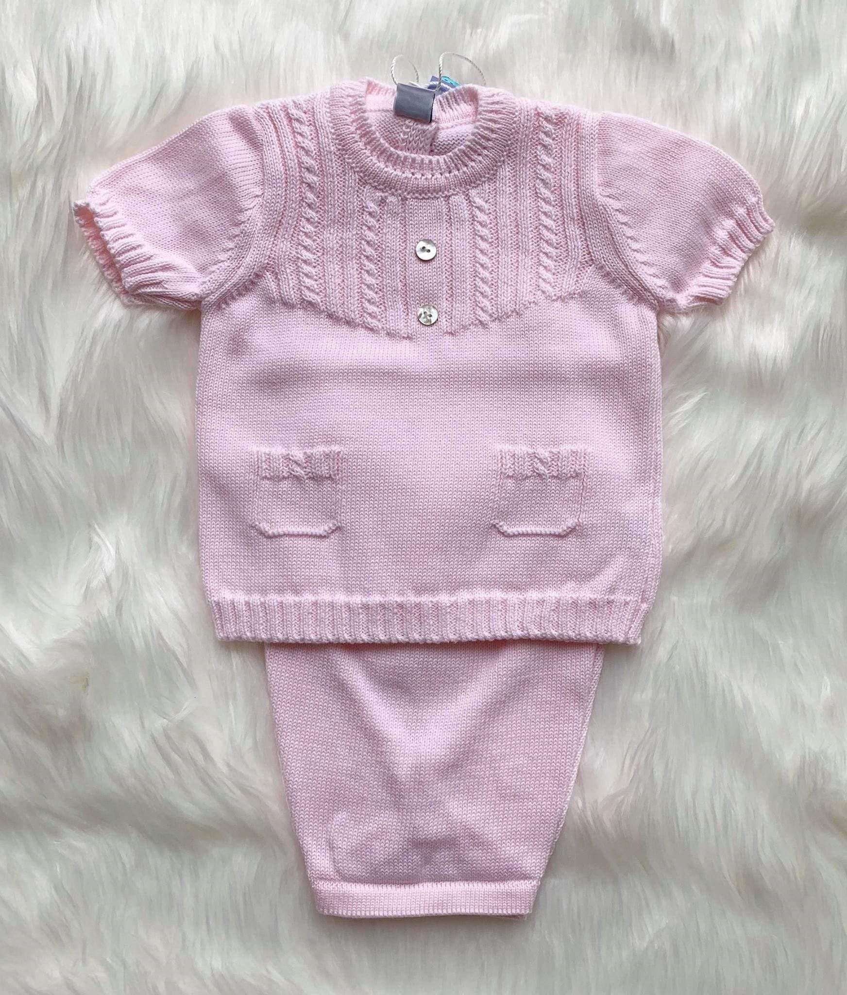 Pangasa Baby Girl's Pink Top Shorts Knitted Set 9m - Main Image