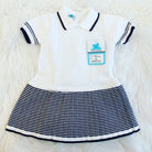 CLEARANCE DEAL - Pangasa Baby - Baby Girls White & Navy Stripe Dress Newborn - Mariposa Children's Boutique